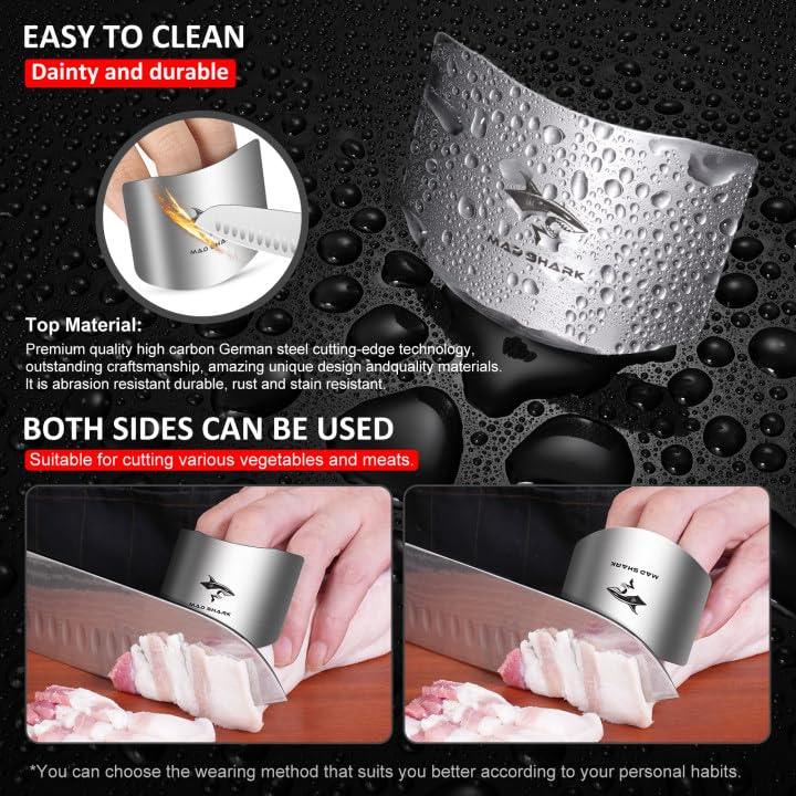MAD SHARK Chef Finger Guards for Cutting with Gift Box, 2pcs Premium 304 Stainless Steel Finger Protectors for Cutting, Slicing and Chopping Vegetables, Fruits and Meat, Avoid Hurting Kitchen Tools - Image 5